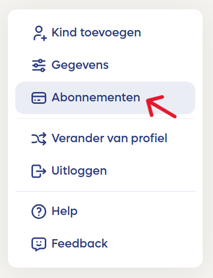 Menu ouder abonnementen